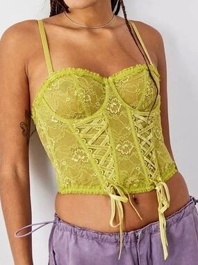 Urban Outfitters Lime Lace Corset Top